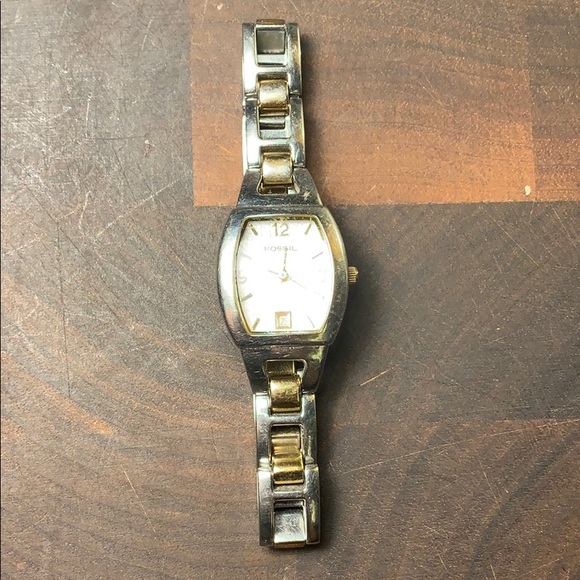 Fossil F2 silver/gold color tank watch